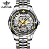 Men mechanical wristwatch Luxury Classic Skeleton Automatic watch Top Brand OUPINKE manner mechanische armbanduhren 50ATM