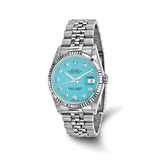 Swiss Crown™ USA Pre-owned Rolex-Independently Certified Steel 36mm Jubilee Datejust Teal Diamond Dial and 18k Fluted Bezel Watch