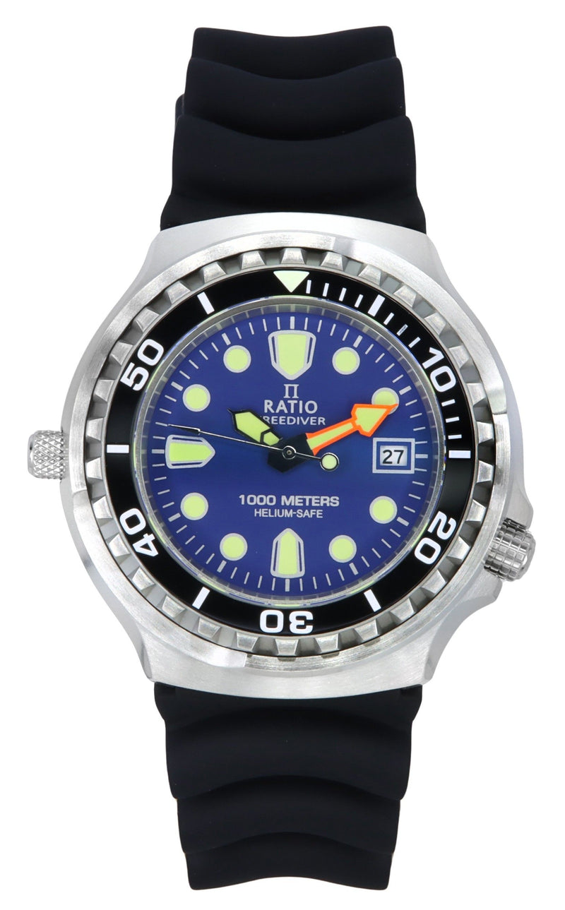 Ratio FreeDiver Version 03 Helium Safe 1000M Sapphire Quartz Blue Dial 1038EF102V-BLU-V03 Men's Watch