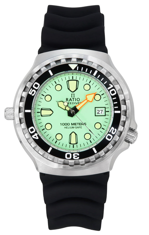 Ratio FreeDiver Version 02 Helium Safe 1000M Sapphire Quartz Mint Green Dial 1038EF102V-GRN-V02 Mens Watch
