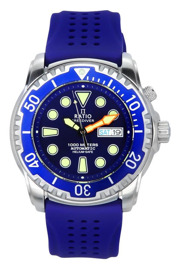 Ratio FreeDiver Version 02 Helium Safe 1000M Sapphire Automatic Blue Dial 1068HA90-34VA-BLU-V02 Men's Watch