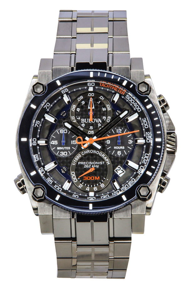 Bulova Icon Precisionist Chronograph Stainless Steel Grey Dial Quartz Divers 98B343 300M Mens Watch