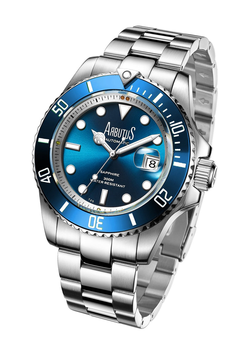 Arbutus Wall Street Stainless Steel Blue Dial Automatic Diver's AR1907SUS 300M Men's Watch