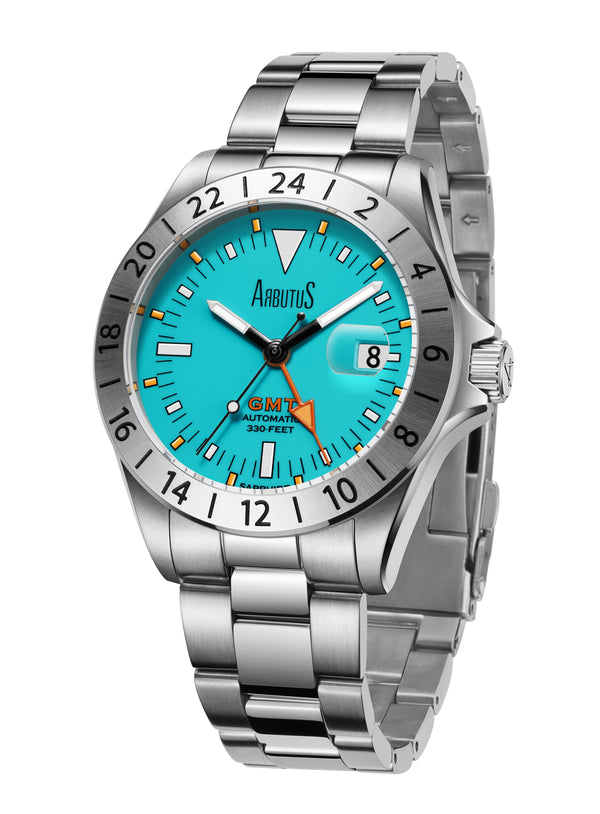 Arbutus Limited Edition GMT Stainless Steel Teal Dial Automatic AR9922SUS 100M Men's Watch