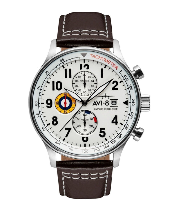 AVI-8 Hawker Hurricane Classic Chronograph Classic White Dial Quartz AV-4011-01 Men's Watch