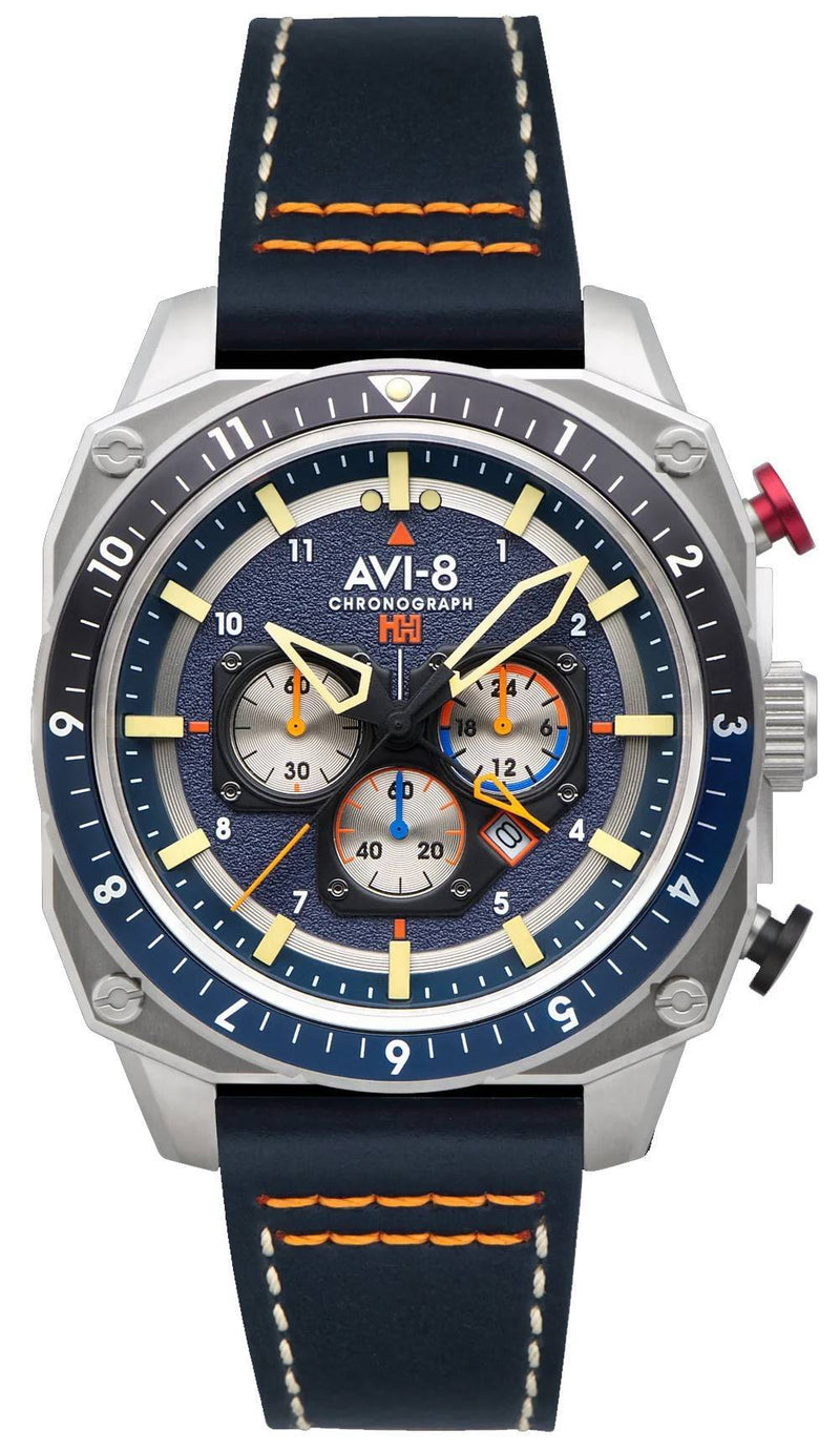 AVI-8 Hawker Hunter Atlas Dual Time Chronograph Pavillion Blue Quartz AV-4100-02 Men's Watch