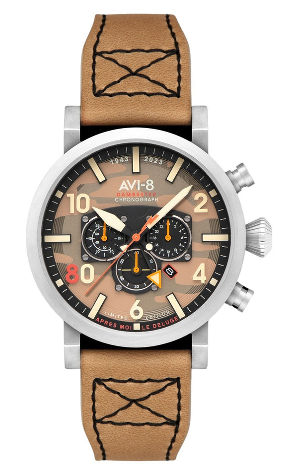 AVI-8 Dambuster 617 Squadron 80th Anniversary Dual Time Chronograph Limited Edition Camo Quartz AV-4107-02 Men's Watch