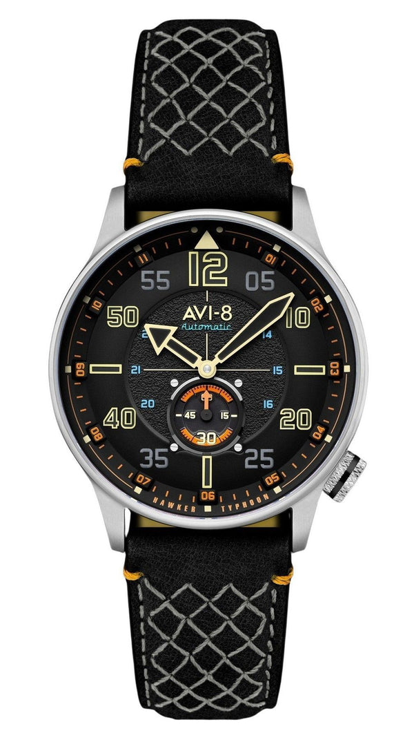 AVI-8 Hawker Typhoon Baldwin Automatic Leather Strap Cool Black Dial AV-4119-01 Men's Watch