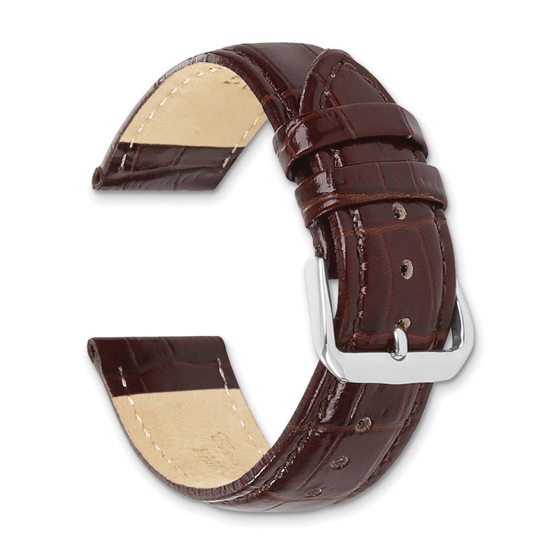 DeBeer 14mm Dark Brown Crocodile Grain Chronograph Leather with Silver-tone Buckle 6.75 inch Watch Band