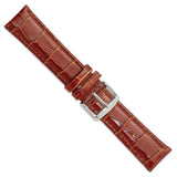 DeBeer 20mm Havana Crocodile Grain Chronograph Leather with Silver-tone Buckle 7.5 inch Watch Band