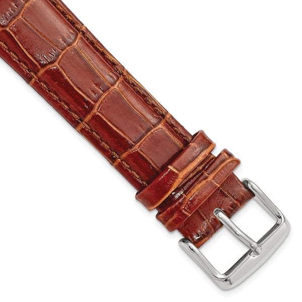 DeBeer 20mm Havana Crocodile Grain Chronograph Leather with Silver-tone Buckle 7.5 inch Watch Band