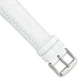 DeBeer 20mm White Crocodile Grain Chronograph Leather with Silver-tone Buckle 7.5 inch Watch Band