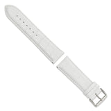 DeBeer 24mm White Crocodile Grain Chronograph Leather with Silver-tone Buckle 7.5 inch Watch Band