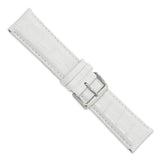 DeBeer 24mm White Crocodile Grain Chronograph Leather with Silver-tone Buckle 7.5 inch Watch Band