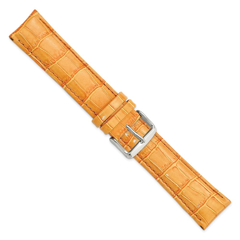 DeBeer 22mm Long Orange Crocodile Grain Chronograph Leather with Silver-tone Buckle 8.5 inch Watch Band