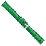 DeBeer 14mm Green Crocodile Grain Chronograph Leather with Silver-tone Buckle 6.75 inch Watch Band