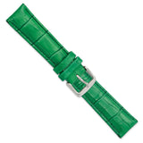 DeBeer 20mm Green Crocodile Grain Chronograph Leather with Silver-tone Buckle 7.5 inch Watch Band