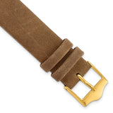 DeBeer 17mm Dark Brown Suede Flat Leather with Gold-tone Buckle 7.75 inch Watch Band