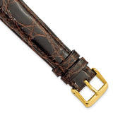 DeBeer 19mm Dark Brown Genuine Caiman Leather with Gold-tone Buckle 7.5 inch Watch Band