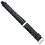 DeBeer 22mm Navy Sport Leather with White Stitching and Silver-tone Buckle 7.5 inch Watch Band