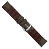 DeBeer 20mm Brown Army Style Nylon and Leather with Stainless Steel Buckle 7.75 inch Watch Band