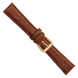 DeBeer 19mm Havana Brown Snake Grain Leather with Gold-tone Buckle 7.5 inch Watch Band