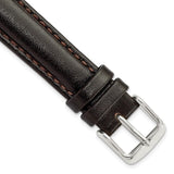 DeBeer 16mm Dark Brown Smooth Leather Chronograph with Silver-tone Buckle 7.5 inch Watch Band