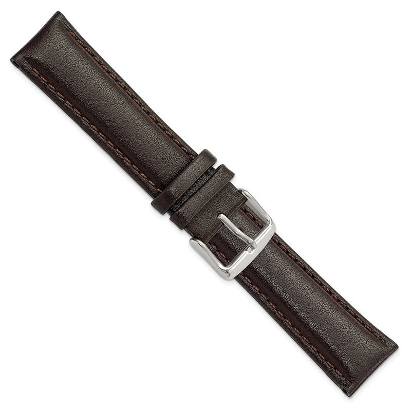 DeBeer 20mm Dark Brown Smooth Leather Chronograph with Silver-tone Buckle 7.5 inch Watch Band