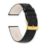 DeBeer 20mm Black Genuine Lizard Leather with Gold-tone Buckle 7.5 inch Watch Band