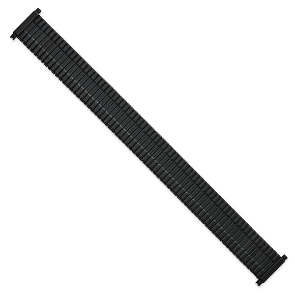 Gilden Mens Long 20-24mm Black Stainless Steel 7.5 inch Expansion Watch Band