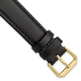 DeBeer 18mm Black Leather with Gold-tone Buckle 7.5 inch Watch Band