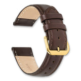 DeBeer 14mm Dark Brown Leather with Gold-tone Buckle 6.75 inch Watch Band