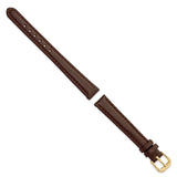 DeBeer 12mm Dark Brown Leather with Gold-tone Buckle 6.75 inch Watch Band