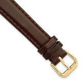 DeBeer 14mm Dark Brown Leather with Gold-tone Buckle 6.75 inch Watch Band