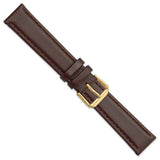 DeBeer 18mm Dark Brown Leather with Gold-tone Buckle 7.5 inch Watch Band