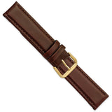 DeBeer 19mm Dark Brown Leather with Gold-tone Buckle 7.5 inch Watch Band