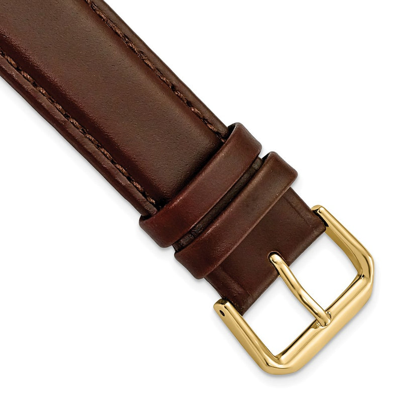 DeBeer 19mm Dark Brown Leather with Gold-tone Buckle 7.5 inch Watch Band