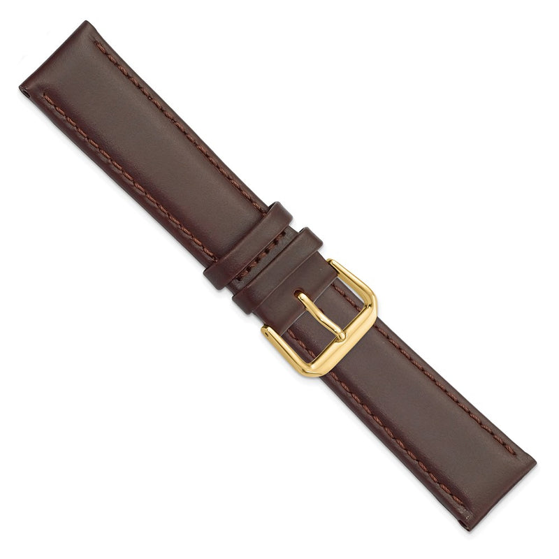 DeBeer 20mm Dark Brown Leather with Gold-tone Buckle 7.5 inch Watch Band