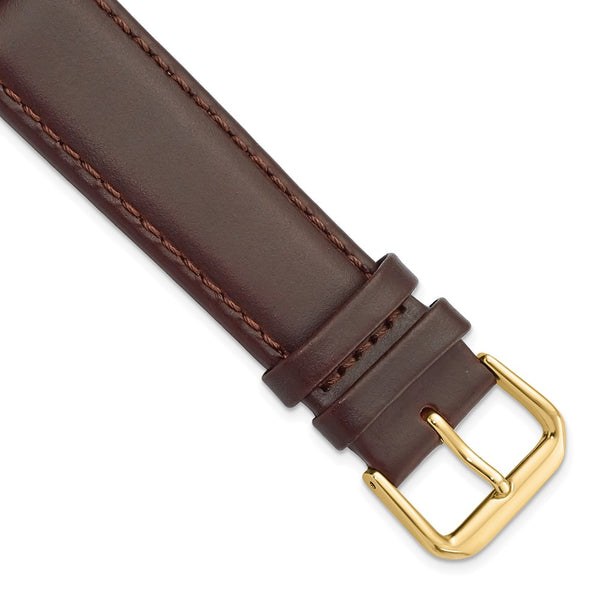 DeBeer 20mm Dark Brown Leather with Gold-tone Buckle 7.5 inch Watch Band