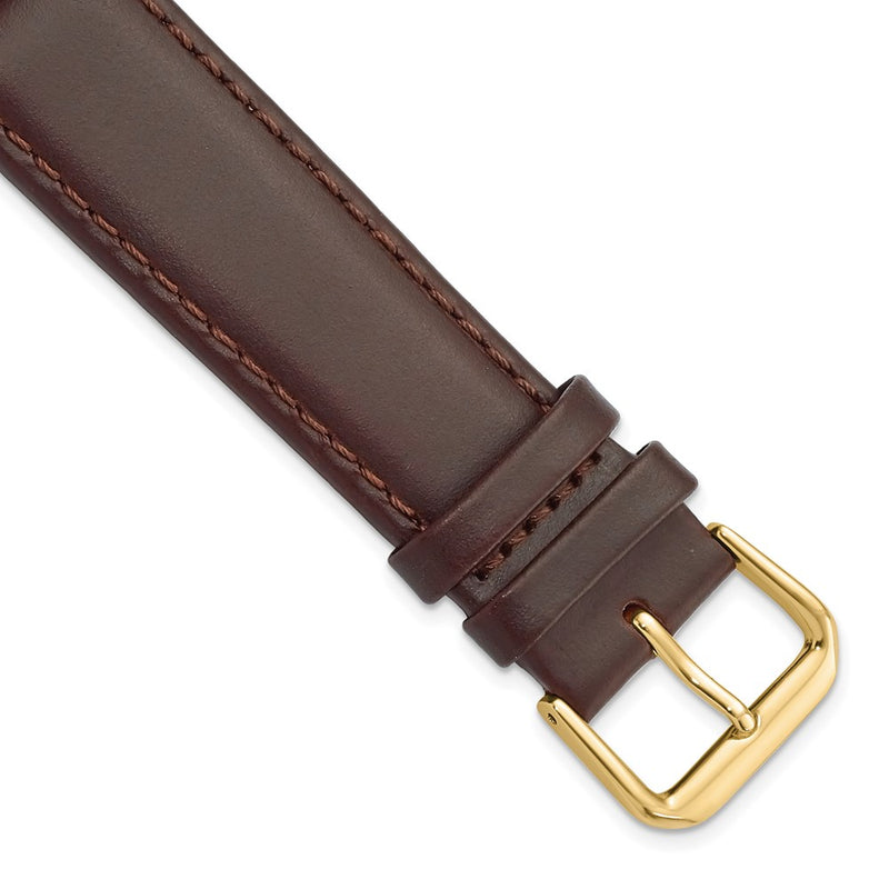 DeBeer 20mm Dark Brown Leather with Gold-tone Buckle 7.5 inch Watch Band