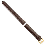 DeBeer 16mm Dark Brown Oil-tanned Leather with White Stitching and Gold-tone Buckle 7.5 inch Watch Band