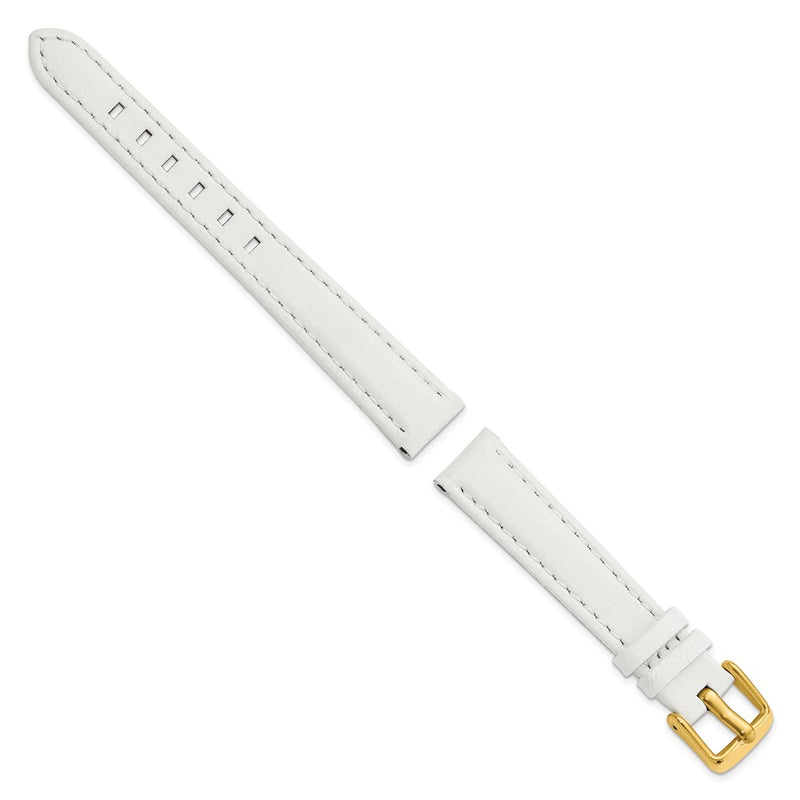 DeBeer 14mm White Glove Leather with Gold-tone Panerai Style Buckle 6.75 inch Watch Band