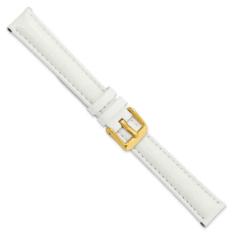 DeBeer 16mm White Glove Leather with Gold-tone Panerai Style Buckle 7.75 inch Watch Band