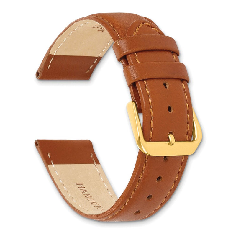 DeBeer 19mm Havana Italian Leather with Gold-tone Buckle 7.5 inch Watch Band