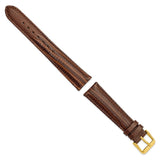 DeBeer 19mm Havana Teju Liz Grain Leather with Gold-tone Buckle 7.5 inch Watch Band