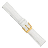 DeBeer 18mm White Teju Liz Grain Leather with Gold-tone Buckle 7.5 inch Watch Band