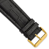 DeBeer 26mm Black Matte Alligator Grain Leather with Gold-tone Buckle 7.5 inch Watch Band