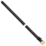 DeBeer 8mm Black Alligator Grain Leather with Gold-tone Buckle 6.75 inch Watch Band