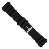 DeBeer 22mm Black Casio-Style Silicone Rubber with Brushed Stainless Steel Buckle 8.5 inch Watch Band