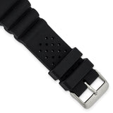 DeBeer 22mm Black Casio-Style Silicone Rubber with Brushed Stainless Steel Buckle 8.5 inch Watch Band